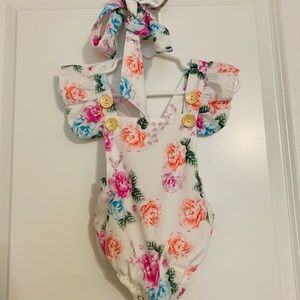 Floral Romper w/ Headband Sz 80 (12-18m)